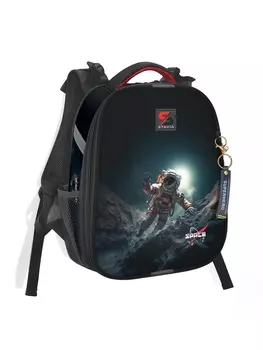 Рюкзак каркасный школьный 38 х 30 х 16 см, эргономичная спинка, Stavia "Космонавт", чёрный