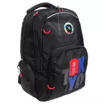 Рюкзак молодежный 42 х 32 х 22 см, эргономичная спинка, отделение для ноутбука, Grizzly 333, чёрный/красный RU-333-3_1