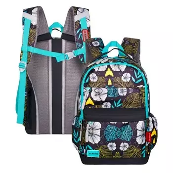 Рюкзак молодёжный 43 х 29 х 18 см, эргономичная спинка, Across 155, серый/бирюзовый 155-3