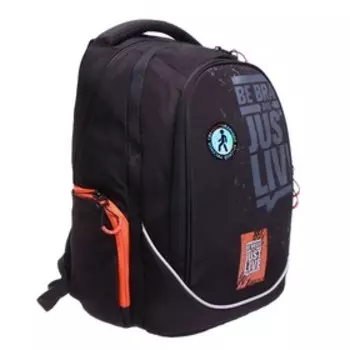 Рюкзак молодежный 44 х 28 х 23 см, эргономичная спинка, 3 отделения, Grizzly 135, чёрный/оранжевый RU-135-31_4