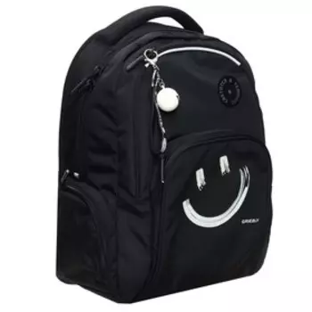 Рюкзак молодежный Grizzly, эргономичная спинка, 42 х 32 х 22 см, чёрный/белый + брелок