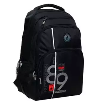 Рюкзак молодежный 45 х 32 х 23 см, эргономичная спинка, Grizzly, чёрный/красный
