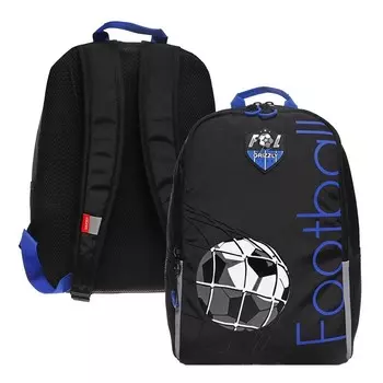 Рюкзак молодёжный, 38 х 29 х 16 см, Grizzly 351, эргономичная спинка, чёрный/синий RB-351-1_3