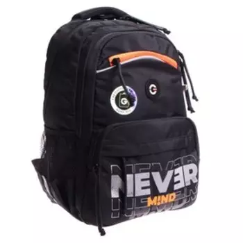 Рюкзак молодёжный, 39 х 28 х 19 см, эргономичная спинка, отделение для ноутбука, Grizzly 354, чёрный/оранжевый RB-354-4_2