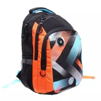 Рюкзак молодёжный, 40 х 27 х 20 см, Grizzly 352, эргономичная спинка, отделение для ноутбука, голубой/оранжевый RB-352-2_3