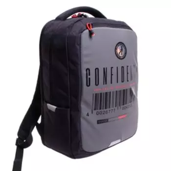 Рюкзак молодёжный, 41,5 х 29 х 18 см, Grizzly 334, эргономичная спинка, отделение для ноутбука, чёрный/серый RU-334-1 _2