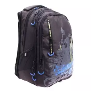 Рюкзак молодёжный, 42 х 31 х 22 см, Grizzly 338, эргономичная спинка, отделение для ноутбука, чёрный/салатовый RU-338-1_1