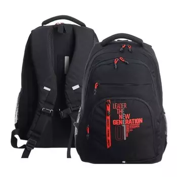 Рюкзак молодёжный 47 х 32 х 17 см, Grizzly, эргономичная спинка, отделение для ноутбука, чёрный