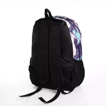 Рюкзак школьный на молнии, с карманами, с принтом, размер 301342 см, сиреневый