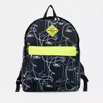 Рюкзак молодёжный на молнии, цвет чёрный/салатовый