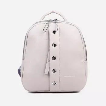 Рюкзак на молнии, 4 наружных кармана, цвет бежево-серый