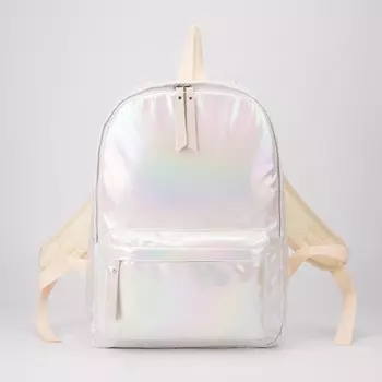 Рюкзак на молнии, наружный карман, 2 боковых кармана, цвет белый