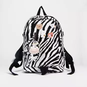 Рюкзак молодёжный из текстиля, наружный карман, цвет чёрный/белый