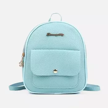 Рюкзак на молнии, наружный карман, цвет голубой