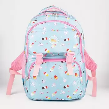 Рюкзак, отдел на молнии, 2 наружных кармана, 2 боковых кармана, цвет голубой