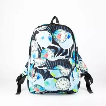 Рюкзак, отдел на молнии, 2 наружных кармана, 2 боковых кармана, цвет голубой, «Часы»