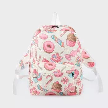 Рюкзак, отдел на молнии, наружный карман, цвет бежевый, «Сладости»