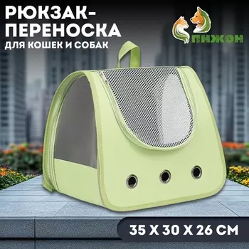 Рюкзак-переноска для кошек и собак, 35 х 30 х 26 см, зелёный
