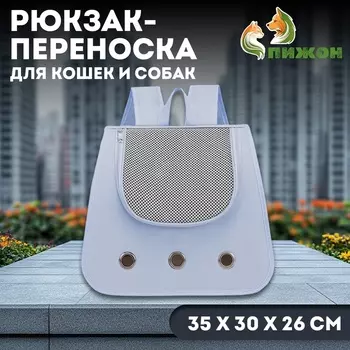 Рюкзак-переноска для кошек и собак, 353026 см, серый