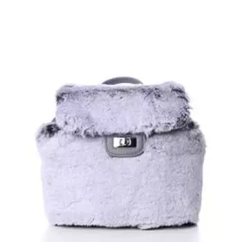 Рюкзак с мехом, отдел на клапане, цвет серый 21,5х20х12см