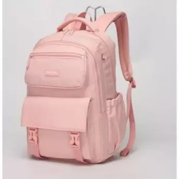 Рюкзак школьный, 2 отдела на молнии, цвет розовый 31,5х15х46см