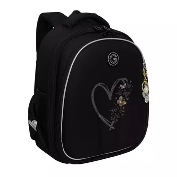 Рюкзак школьный, 36х28х20 см, Grizzly, каркасный, чёрный, RAz-586-4_2