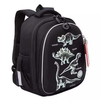 Рюкзак школьный, 36х28х20 см, Grizzly, каркасный, чёрный, RAz-587-5_1