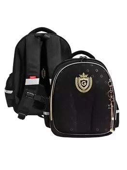 Рюкзак школьный, 36х28х20 см, Grizzly, каркасный, чёрный, RAz-586-11_1