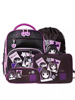 Рюкзак школьный 372812, эргономичная спинка, Across, пенал, мешок, папка