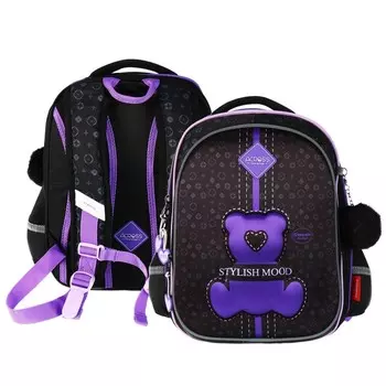 Рюкзак школьный 37 x 28 x 13см, эргономичная спинка, Across 557, черный