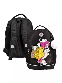 Рюкзак школьный, 382818 см, Grizzly, эргономичная спинка, черный, RG-563-3_1