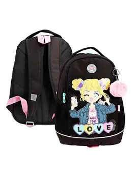 Рюкзак школьный, 382818 см, Grizzly, эргономичная спинка, черный RG-563-5_1