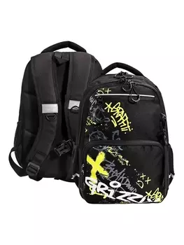 Рюкзак школьный, 382820 см, Grizzly, эргономичная спинка, отделение для ноутбука, чёрный RB-554-7_1