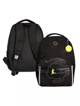 Рюкзак школьный, 382916 см, Grizzly, эргономичная спинка, отделение для ноутбука, чёрный, RB-551-3_1