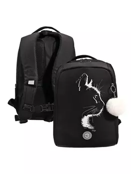 Рюкзак школьный, 392617 см, Grizzly, эргономичная спинка, черный, RG-566-1_2