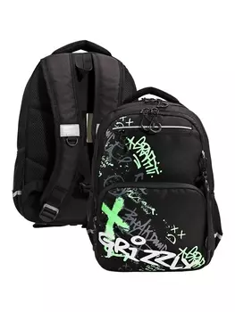 Рюкзак школьный, 392820 см, Grizzly, эргономичная спинка, отделение для ноутбука, чёрный, RB-554-7_2