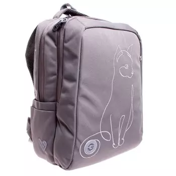 Рюкзак школьный, 39 х 26 х 17 см, Grizzly 366, эргономичная спинка, серый RG-366-2_2