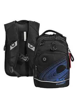 Рюкзак школьный, 402522 см, Grizzly, эргономичная спинка, отделение для ноутбука, чёрный/красный, RB-550-1_2