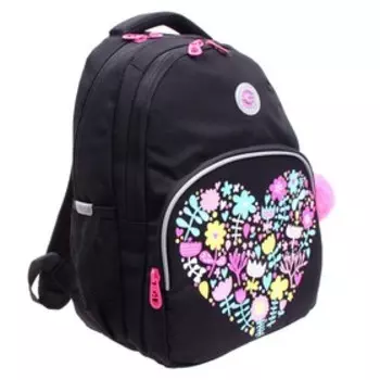 Рюкзак школьный, 40 х 27 х 20 см, Grizzly 360, эргономичная спинка, отделение для ноутбука, + брелок, чёрный RG-360-2_1