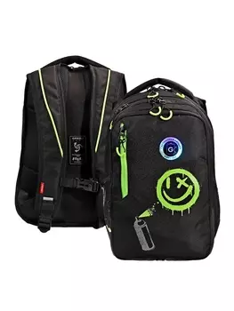 Рюкзак школьный, 423122 см, Grizzly, эргономичная спинка, отделение для ноутбука, черный, RU-538-2_1