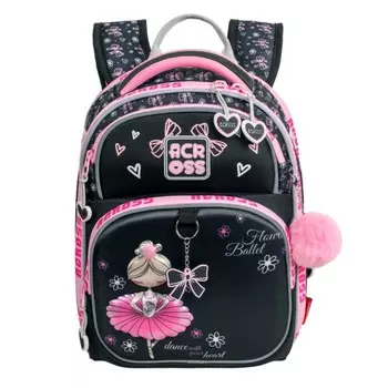 Рюкзак школьный эргоном.спинка Across 178 35*26*14 дев + пен, меш чер/роз 24-178-7