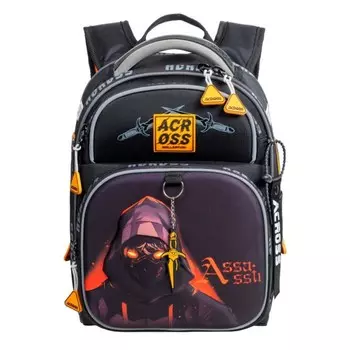 Рюкзак школьный эргоном.спинка Across 178 35*26*14 мал + пен, меш сер/оран 24-178-2