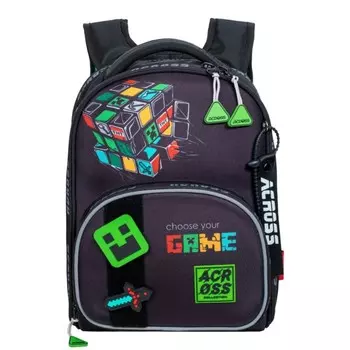 Рюкзак школьный 372812 см, эргономичная спинка, Across 194, папка, пенал, мешок