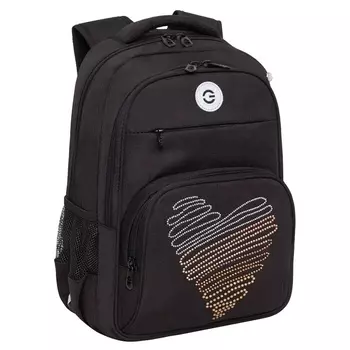 Рюкзак школьный, 392820 см, Grizzly, эргономичная спинка, черный, RG-568-3_1