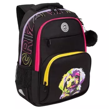 Рюкзак школьный, 392820 см, Grizzly, эргономичная спинка, черный, RG-568-4_1