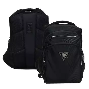 Рюкзак школьный эргономичная спинка, 38 х 26 х 20 см, отделение для ноутбука, чёрный