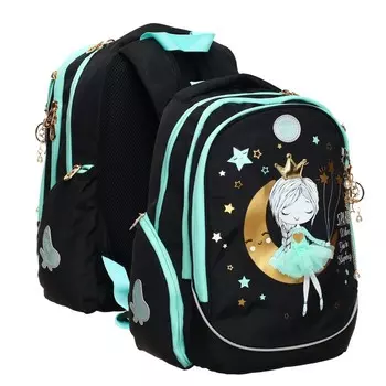 Рюкзак школьный эргономичная спинка, 39 х 28 х 12.5 см, отделение для ноутбука, чёрный