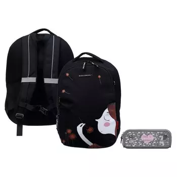 Рюкзак школьный Bruno Visconti, 42 х 31 х 14 см, эргономичная спинка, «Девочка и одуванчик», пенал в подарок