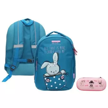 Рюкзак школьный Bruno Visconti "Зайка", 42 х 31 х 14 см, эргономичная спинка, пенал в подарок