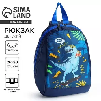 Рюкзак школьный детский для мальчика «Динозавр», 201326, на молнии, синий